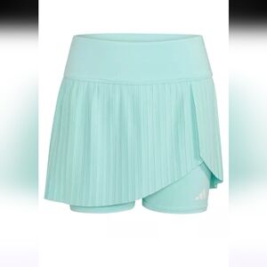 adidas Big girls Mint Green Pleated Tennis Skort with Built-In Shorts